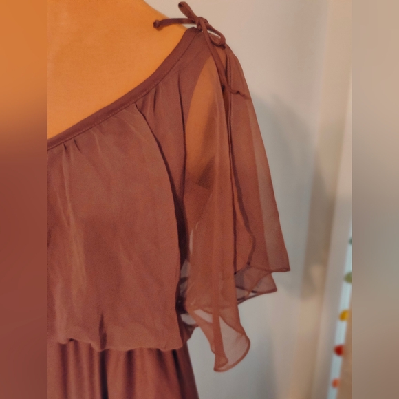 floaty  fairy dress chiffon shoulder cape Spring  shoulder bows slinky vintage - Picture 4 of 6